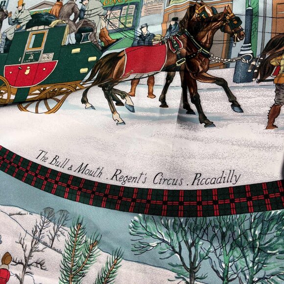 Hermes L‘Hiver en Poste Red Winter Silk Scarf Philippe Ledoux Carré 90 35" - Picture 5 of 9